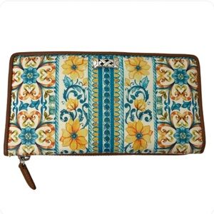 Brighton Bella Limone Floral Pebbled Leather Spring Bifold Wallet